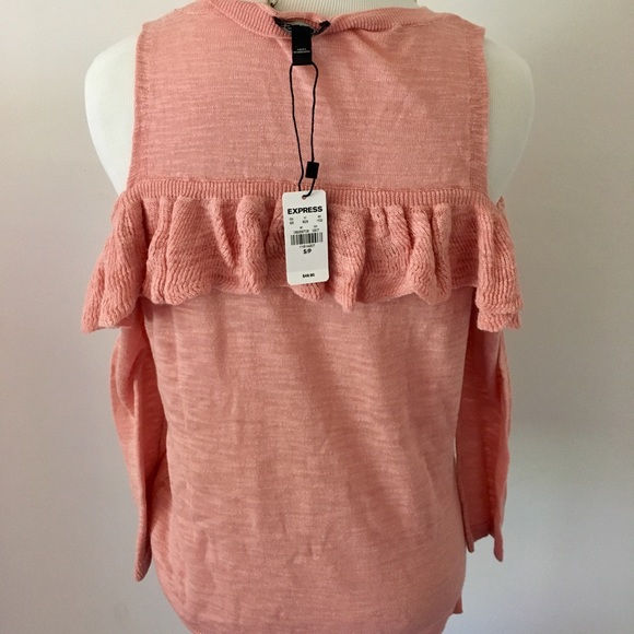 Express NWT Ruffle Yoke Cold Shoulder Sweater Sz S - Picture 6 of 8
